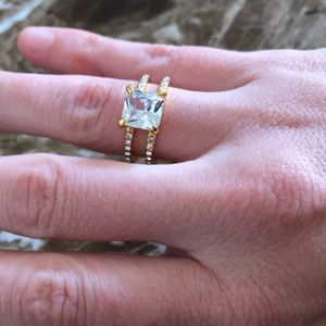 18kt yellow gold plated hollow princess ring sz 7